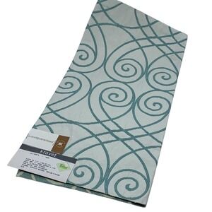 Kravet Fabric Sample‎ Teal Blue/Cream Scroll Pattern Textured Remnant Crafts